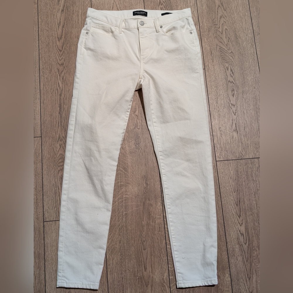 Banana Republic Jeans Womens 26 White Skinny Slim Denim Pants Premium Stretch